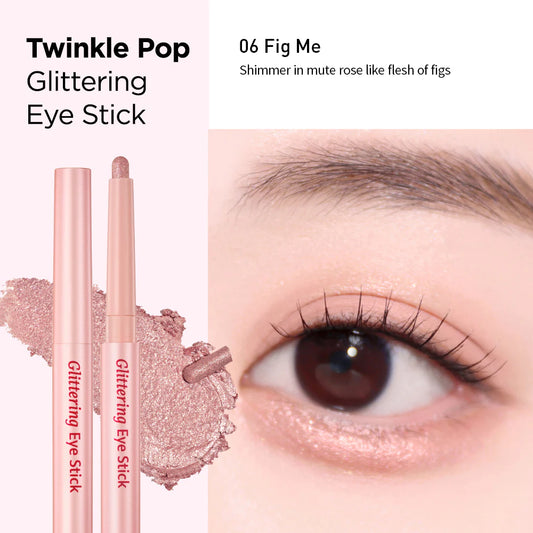 CLIO.  Twinkle Pop Glittering Eye Stick.  |  #06 Fig Me| Sombra en Stick con Glitter para un Look Deslumbrante