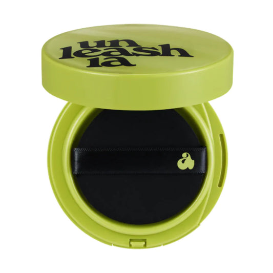 UNLEASHIA. Satin Wear Healthy Green Cushion.   |  #27W Peach Tan | Base Vegana con Extractos Naturales para una Piel Radiante