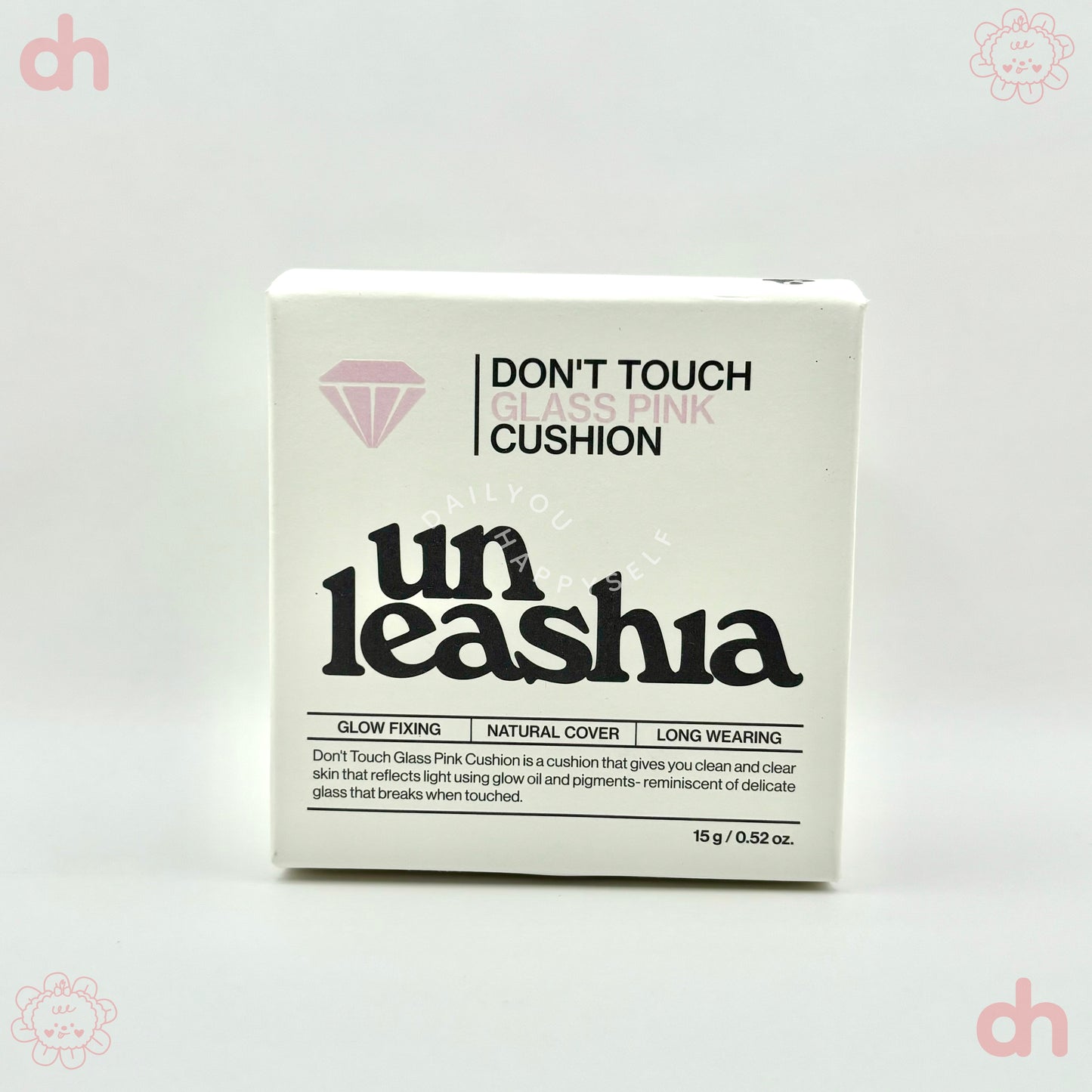 UNLEASHIA . Don't Touch Glass Pink Cushion.  |  #23W With Care | Base Hidratante y Calmante con Rosa Damascena