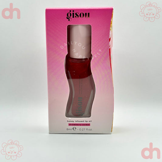 GISOU. Honey Infused Hydrating Lip Oil.  |  Strawberry Sorbet - Sheer Pinky Red.