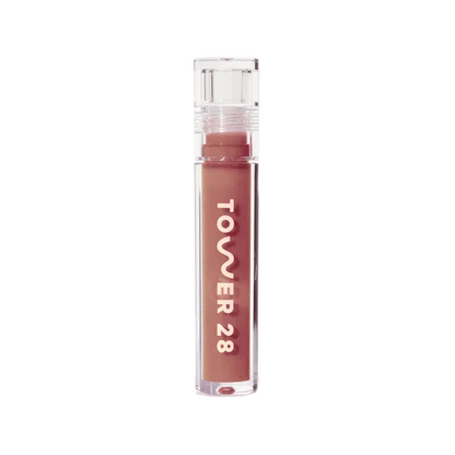 TOWER 28 BEAUTY.  ShineOn Lip Jelly Non-Sticky Gloss.  |  Cashew - semi-sheer milky rosy brown.