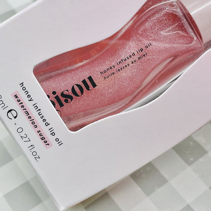 GISOU. Honey Infused Hydrating Lip Oil.  |  Watermelon Sugar -  Clear Pink Shimmer.