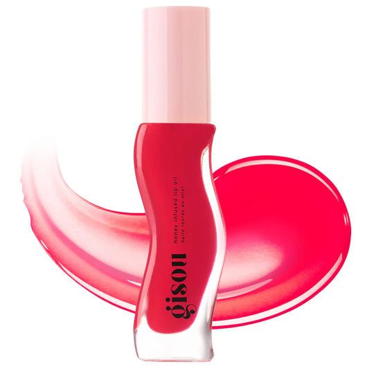GISOU. Honey Infused Hydrating Lip Oil.  |  Strawberry Sorbet - Sheer Pinky Red.