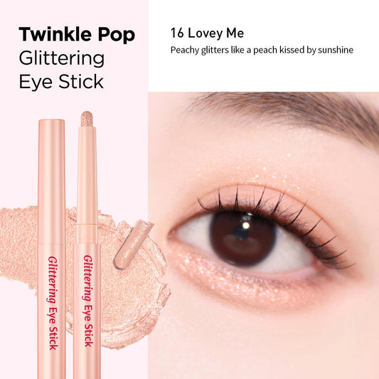 CLIO.  Twinkle Pop Glittering Eye Stick.  |  #16 Lovey Me | Sombra en Stick con Glitter para un Look Deslumbrante